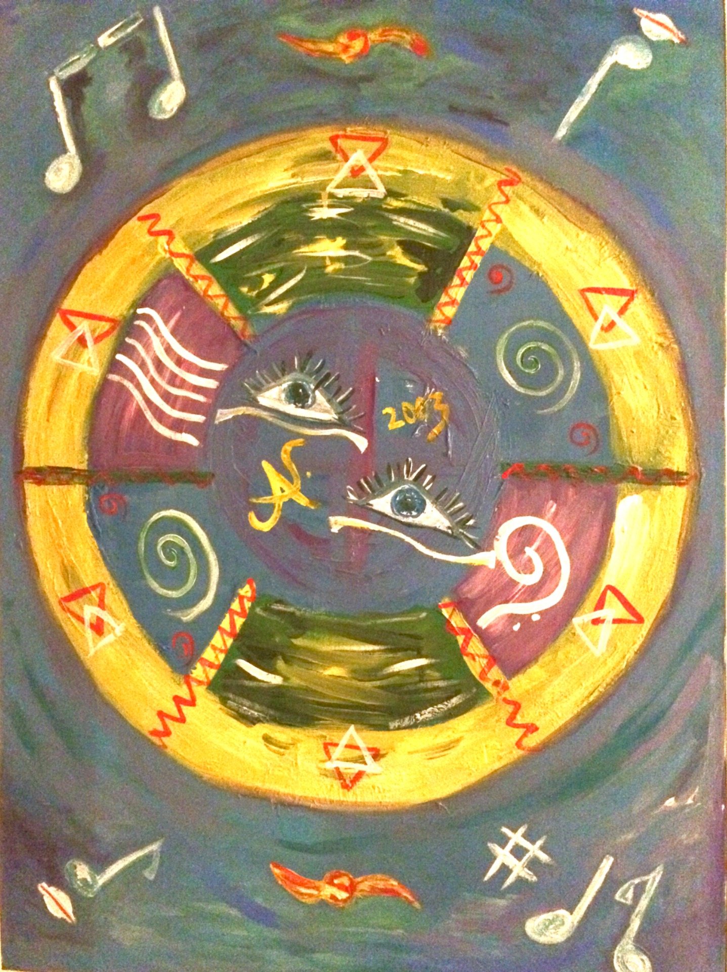 Water mandala, year 2023, acrylic on canvas, dimensions ca 110 x 70 cm, available in Prague, Price on demand